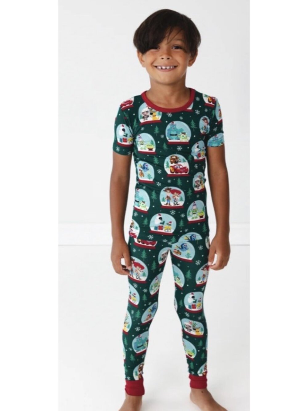 New Little Sleepies Disney Pixar Snow Globes Pj Pajama 2pc  Set Christmas Bamboo